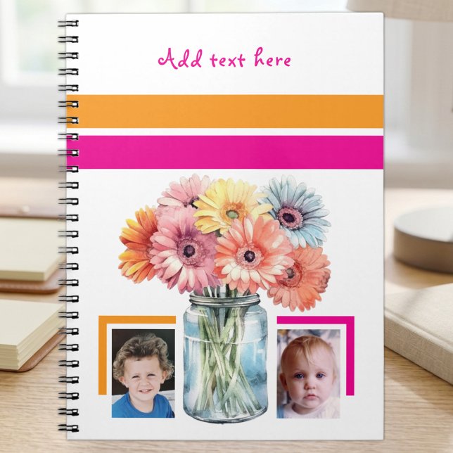 Carnet 2 textes personnalisés fleurs rose orange (Créateur téléchargé)
