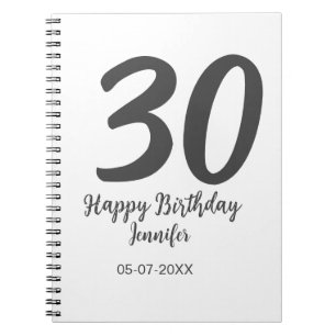 Carnet 30e anniversaire ajouter nom date année noir modèl