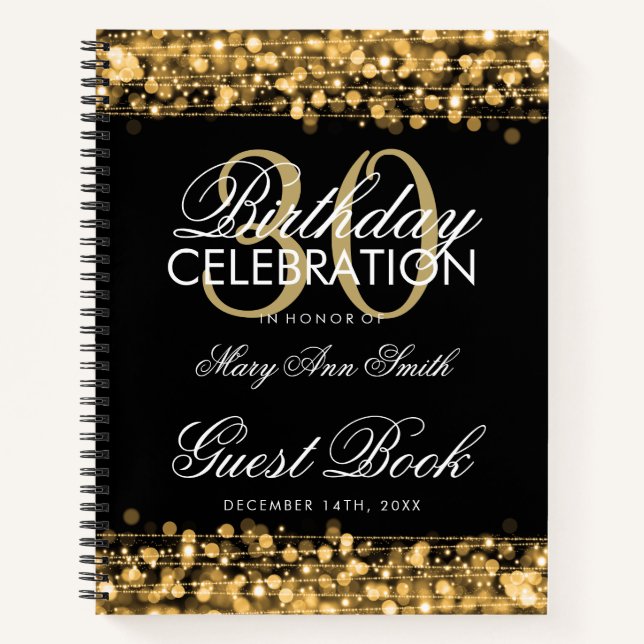 Carnet 30e anniversaire Guestbook Party Sparkles Gold (Devant)