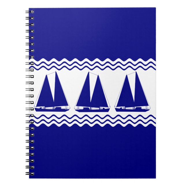Carnet 3 Bateaux Marine Bleus Et Blancs Côtiers (Devant)