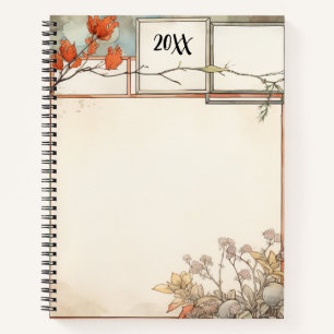 Carnet 3 écriteaux fleurs sauvages et fleurs rouges des a