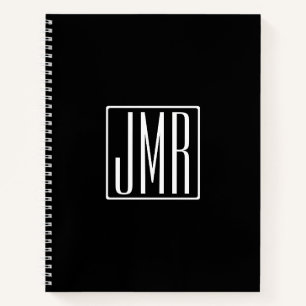 Carnet 3 Initiales Monogramme   Noir & Blanc (ou couleur 