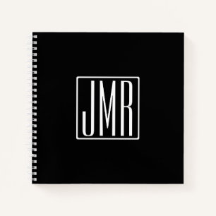 Carnet 3 Initiales Monogramme   Noir & Blanc (ou couleur 