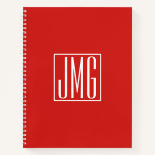 Carnet 3 Initiales Monogramme Rouge et blanc (ou couleu
