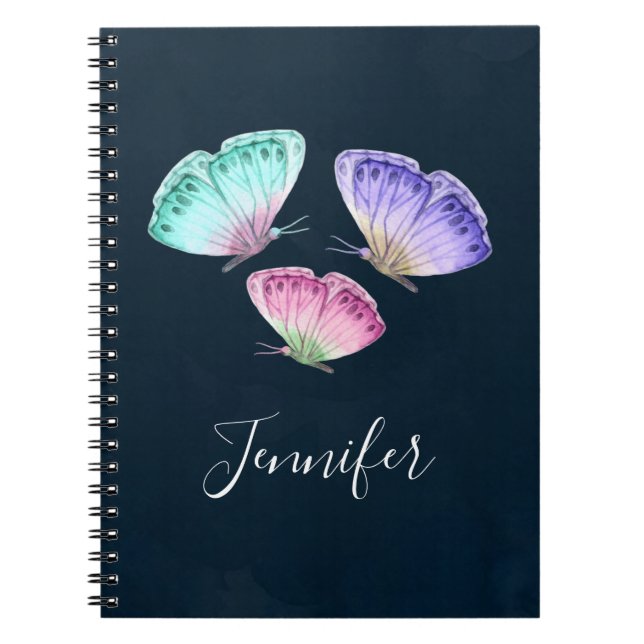 Carnet 3 Jolies papillons d'aquarelle Pastel (Devant)