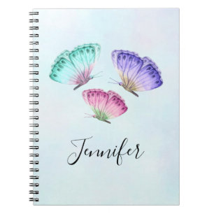 Carnet 3 Jolies papillons d'aquarelle Pastel