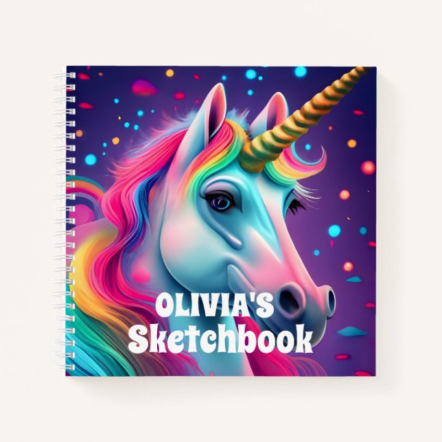 Carnet 3D Magic Unicorn Personnalisé Kids Sketchbook (Devant)