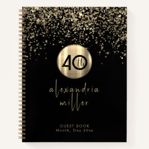 Carnet 40e anniversaire Black Gold Parties scintillant li