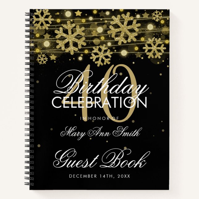 Carnet 40e anniversaire Guestbook Gold Black Winter (Devant)