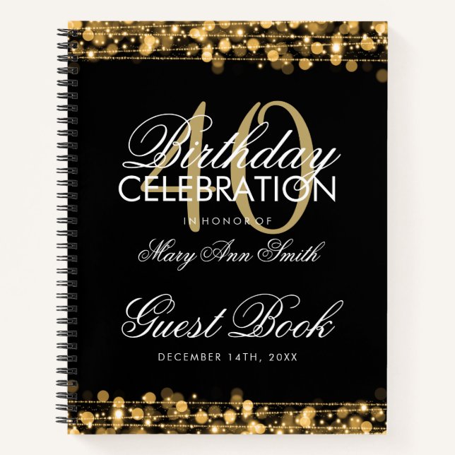 Carnet 40e anniversaire Guestbook Party Sparkles Gold (Devant)