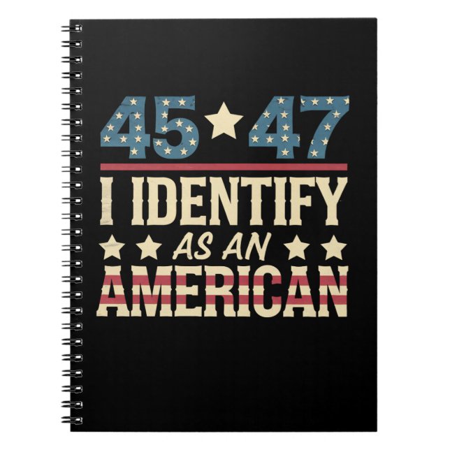 Carnet 45 47 Je m'identifie comme un drapeau américain Tr (Devant)