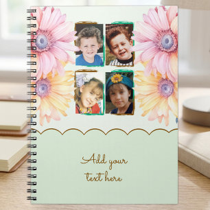 Carnet 4 fleurs photo texte vert marron