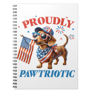Carnet 4 juillet USA Chien patriotique fièrement