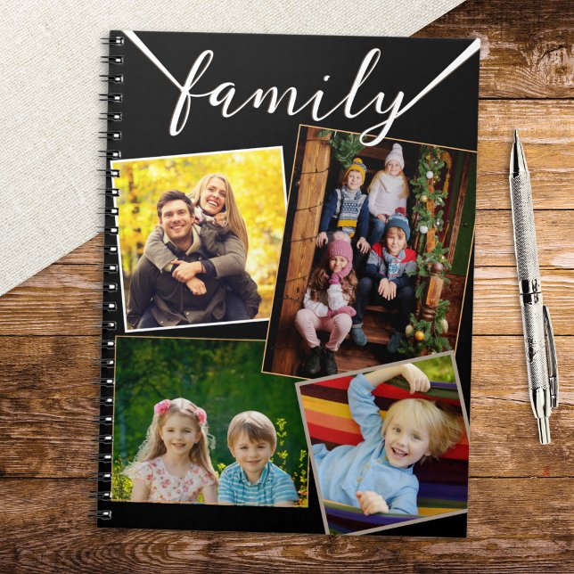 Carnet 4 Photos Collage Familial Photos Personnalisées (A custom notebook with 'family' heading, to personalize with your own photos)