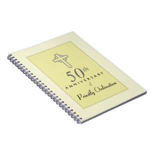 Carnet 50e anniversaire du prêtre avec croix bossée