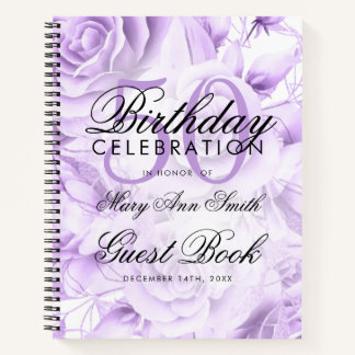 Carnet 50e anniversaire Guestbook Party Floral violet bla