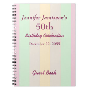 Carnet 50th Birthday Party Guest Book Pastel Notebook