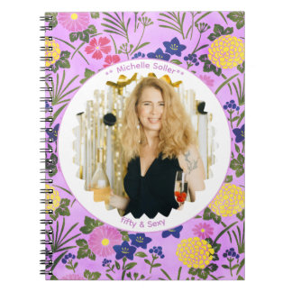 Carnet 50th birthday photo floral elegant Photo Notebook
