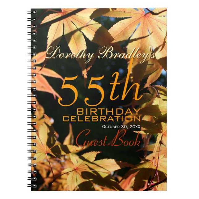 Carnet 55e anniversaire Fête Automne Custom Guest Book (Devant)