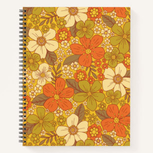 Carnet 60 ans rétro/les années 70 Orange & Olive Green Fl