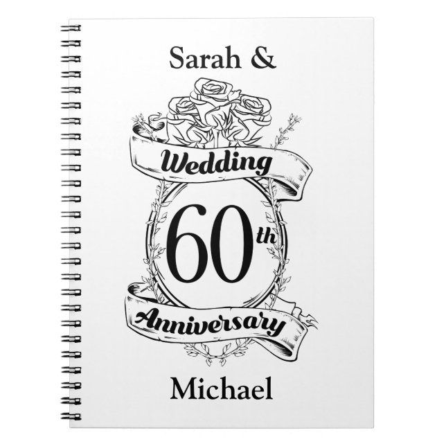 Carnet 60e anniversaire de Mariage de diamant Fleurs (Devant)