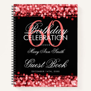 Carnet 60e anniversaire Guestbook Party étincelles rouge
