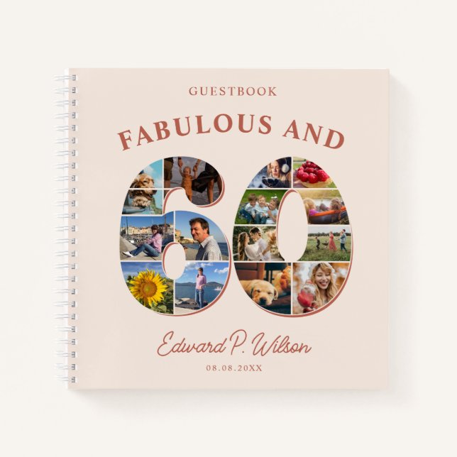 Carnet 60e anniversaire Photo Collage Milestone Guestbook (Devant)