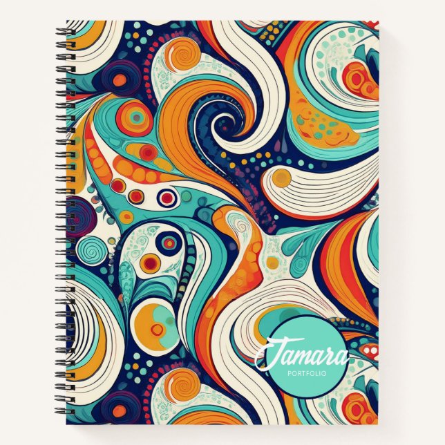 Carnet 60s les années 70 Vibe Retro Swirls Abstrait Pat#1 (Devant)