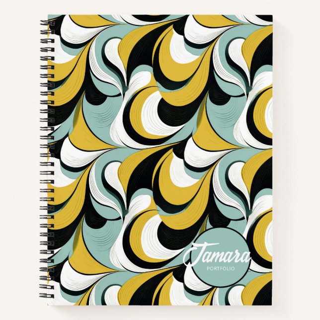 Carnet 60s les années 70 Vibe Retro Swirls Abstrait Pat#3 (Devant)