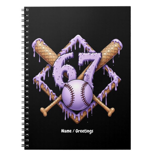 Carnet 67 Ice Cream Drip Baseball Mème Drôle Retro Sport (Devant)