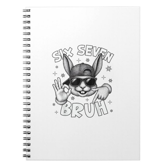 Carnet 67 Six Seven Bruh Cute Bunny Face with Sunglasses  (Devant)