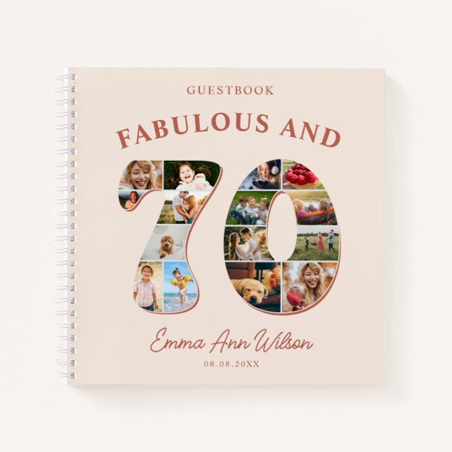 Carnet 70e anniversaire Photo Collage Milestone Guestbook (Devant)