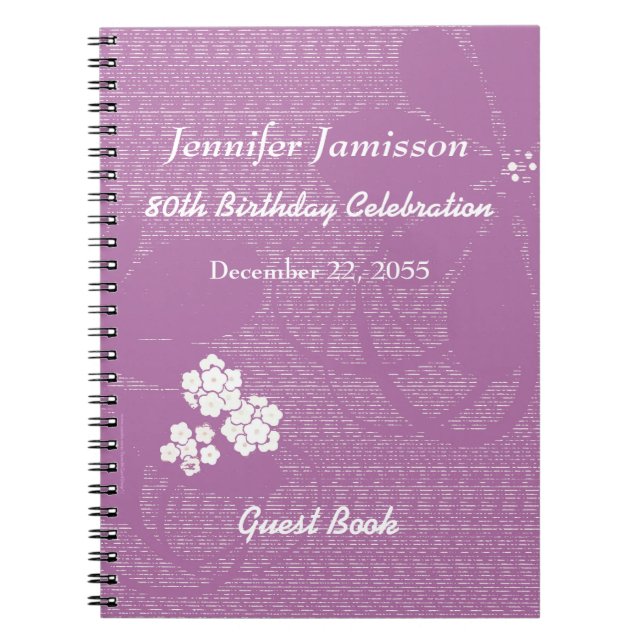 Carnet 80e fête d'anniversaire Pastel Purple Floral Spira (Devant)