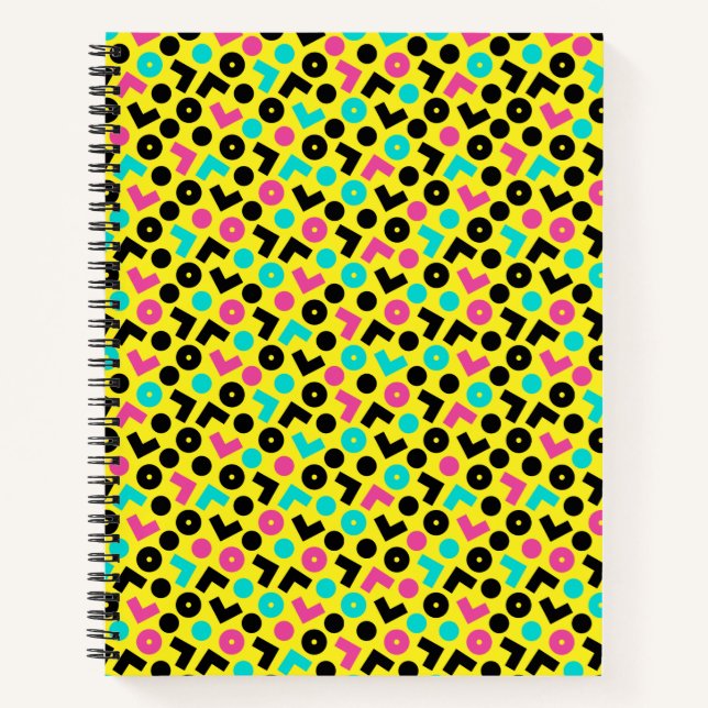 Carnet 80's/90 Retro Neon Yellow Motif (Devant)