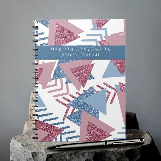 Carnet 80s Abstrait lunaire | Dusty Mauve et Blue Poetry (Créateur téléchargé)