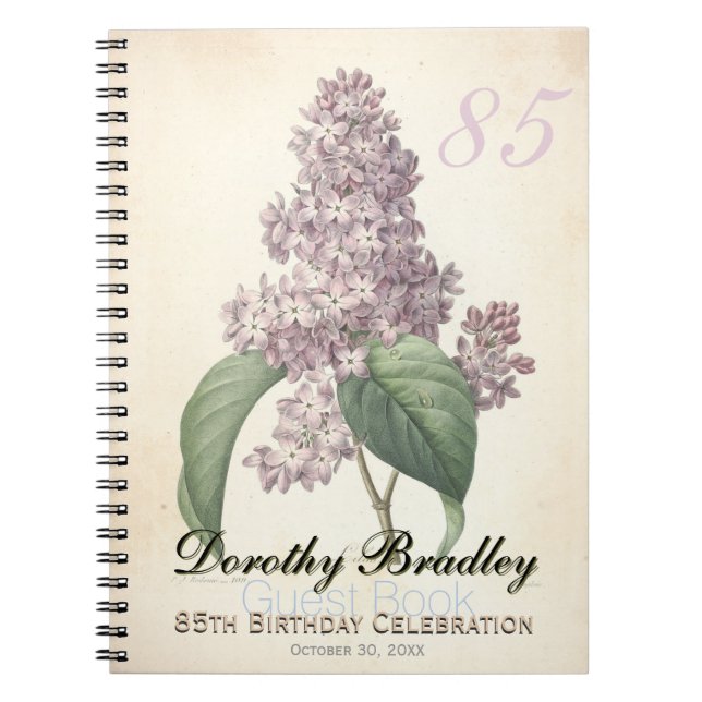 Carnet 85th Birthday Party Lilac Custom Guest Book (Devant)