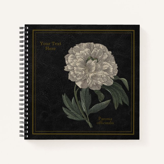 Carnet 8,5x8,5" Paeonia Officinalis Noir (Devant)