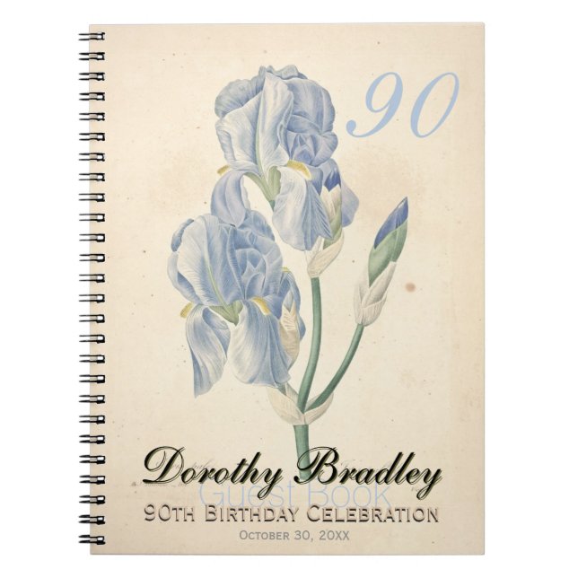 Carnet 90e anniversaire Irises Custom Guest Book (Devant)