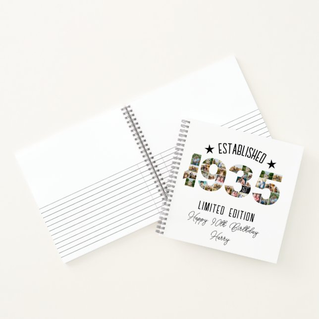 Carnet 90e fête d'anniversaire Photo Collage Créé 1935 (Intérieur)