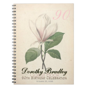 Carnet 90th Birthday Party Magnolia Custom Guest Book