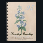 Carnet 95th Birthday Party Botanical Custom Guest Book<br><div class="desc">Customizable 95th Birthday Celebration Guest Book with Vintage Botanical Watercolors of Campanula by Pierre-Joseph Redouté. You can easily change text color, font, size and position by clicking the customize button. Matching birthday invitation. ------- "Pierre-Joseph Redouté (10 July 1759 in Saint-Hubert, Belgium – 19 June 1840 in Paris), was a Belgian...</div>