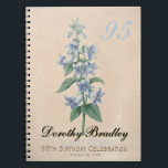 Carnet 95th Birthday Party Botanical Custom Guest Book<br><div class="desc">Customizable 95th Birthday Celebration Guest Book with Vintage Botanical Watercolors of Campanula by Pierre-Joseph Redouté. You can easily change text color, font, size and position by clicking the customize button. Matching birthday invitation. ------- "Pierre-Joseph Redouté (10 July 1759 in Saint-Hubert, Belgium – 19 June 1840 in Paris), was a Belgian...</div>