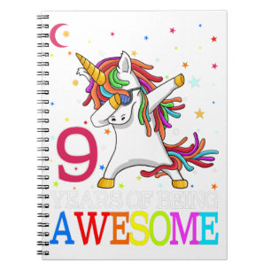 Carnet 9e anniversaire Dabbing Unicorn Party cadeau 9 ans