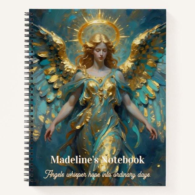Carnet A Beautiful Gold and Turquoise Angel Personalized (Devant)