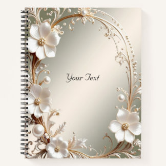 Carnet à cadre floral blanc orné