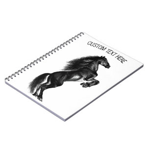 Carnet à cheval noir droit avec texte personnalisé
