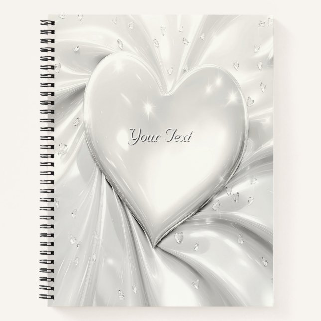 Carnet à coeur crème blanc élégant (Devant)