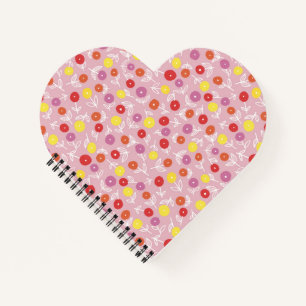 Carnet à coeur floral rose