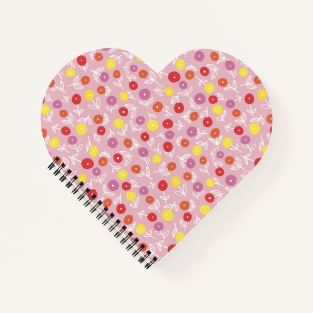 Carnet à coeur floral rose (Devant)