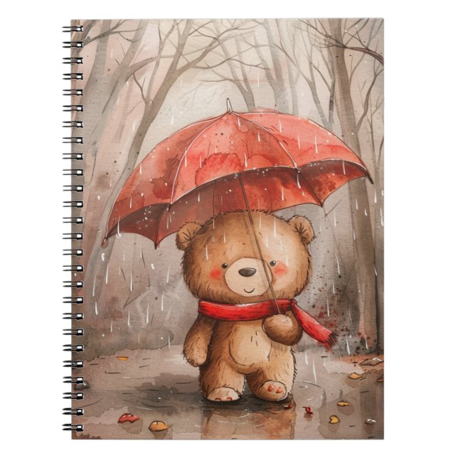 Carnet A Cute Teddy Bear in The Rain (Devant)
